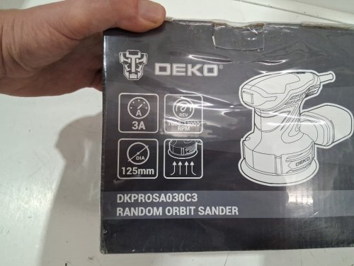 16pc deko electric random orbital sander - 300w - 120v - 125mm pad size - grey/yellow (model: dkprosa030c3-k1ul-gyaz) image 3