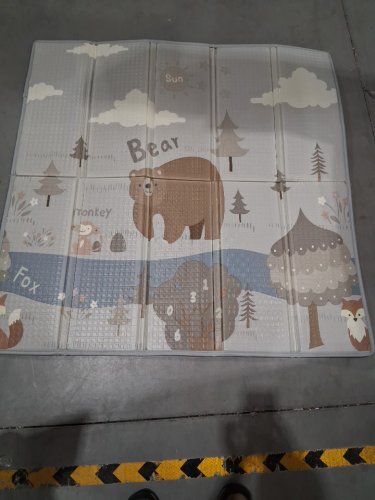 fodoss reversible water resistant baby play mat - 47" X 47" - bear/grey geometric image 3