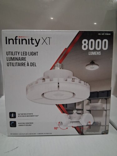 Infinity X1 3-PANEL Garage Utility LED light WITH E26 BASE - 8000 Lumens - WHITE (MODEL: 1938040) image 2