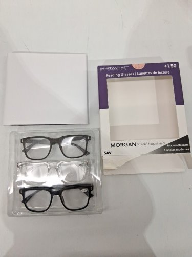 3PK Innovative Eyewear Morgan Readers - +1.50 - BLACK/CLEAR/BROWN (MODEL: 8858300 ) image 2