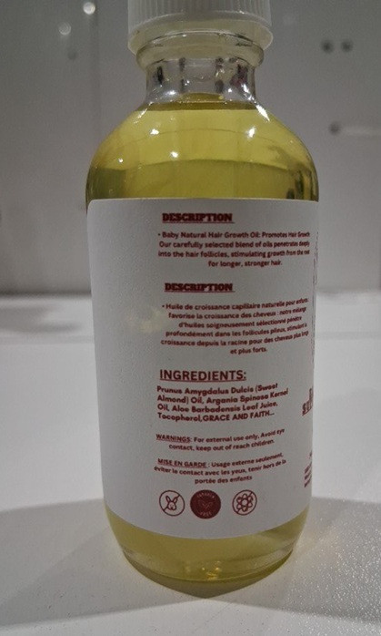 FEZGRACE BABY HAIR SUPER GROWTH OIL WITH Almond Oil, Vitamin E, Aloe Vera, AND Argan - 2OZ image 3