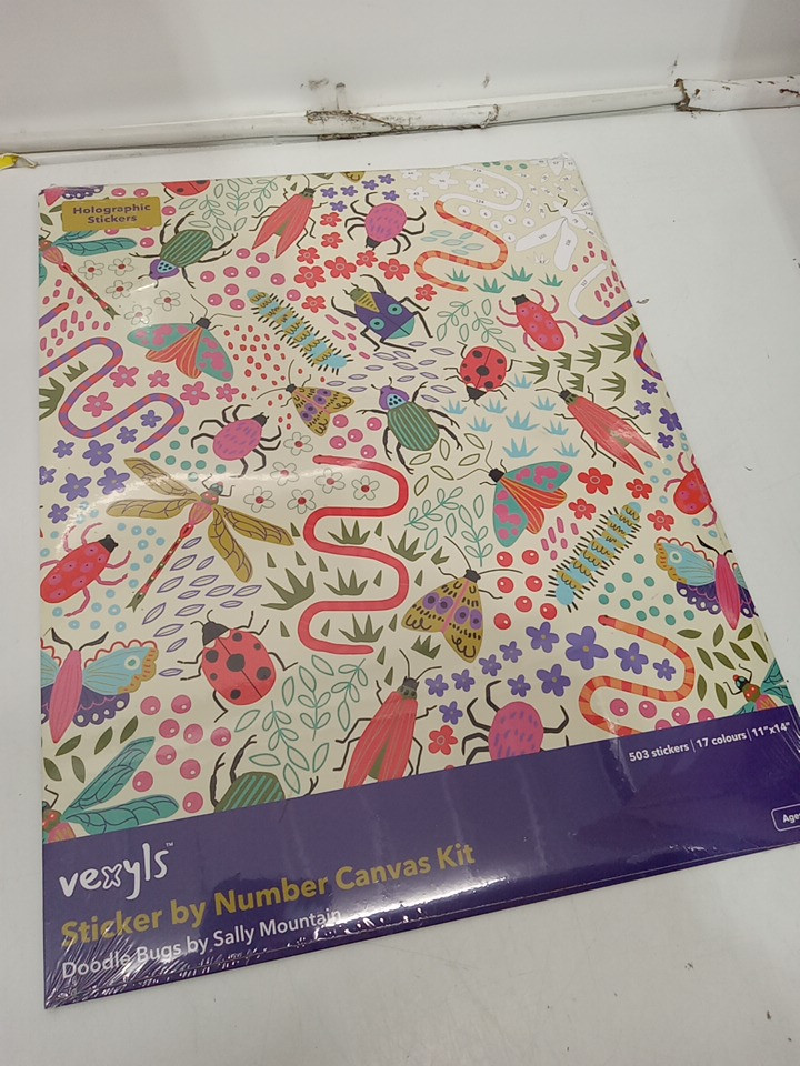 Vexyls Sticker by Number Canvas Kit by Sally Mountain with holographic stickers - 11" x 14" - Doodle Bugs image 2