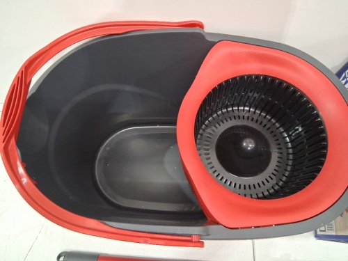 Vileda EasyWring Spin Mop Bucket Floor Cleaning System with Power Mop Head & extendable handle - red/grey (model: 172880/10683010609981/183310) image 4