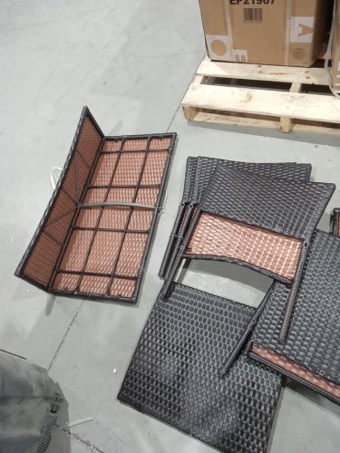 4pc costway outdoor rattan patio furniture set - 37" x 32.5" x 23.5" loveseat - 32.5" x 18.5" x 23.5" chair - 27.5" x 16" x 16" table - grey image 6