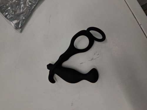 MENS vibrating erotic cock ring anal plug - black image 2