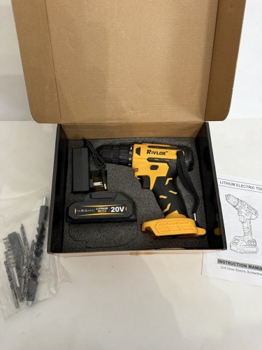 RIVLOX 20V CORDLESS ELECTRIC POWER DRILL SET - 20V ELECTRIC SCREWDRIVER, 2.0AH BATTERY, 30NM, BUILT-IN LED - YELLOW image 3