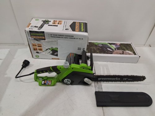 GREENWORKS ELECTRIC/CORDED CHAINSAW - 14" BLADE - 10.5A - GREEN (MODEL: 20222CA) image 2