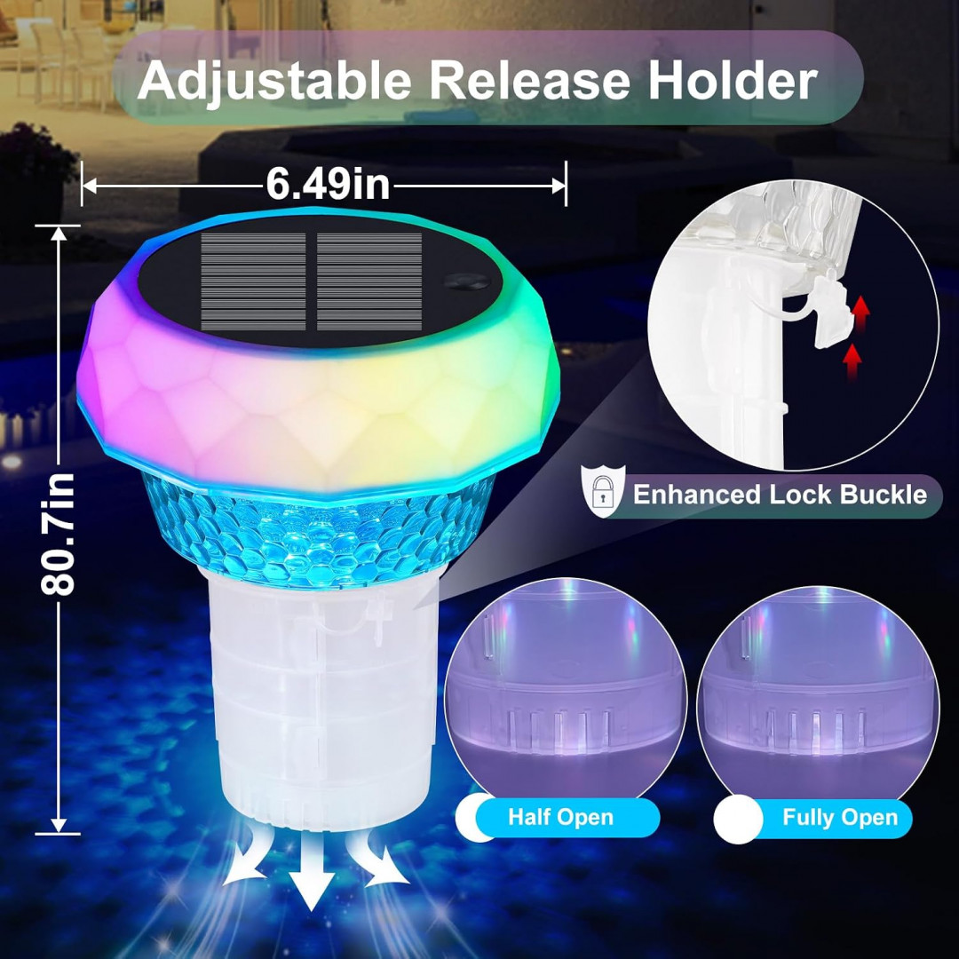 pool chlorine Floater dispenser with Solar Powered Lights - white (model: GE-XDH-002) image 2