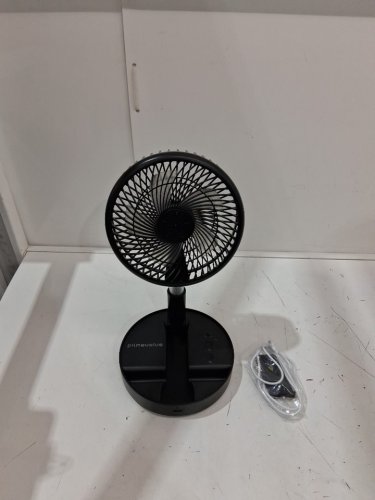 Primevolve Portable Folding Oscillating Fan with Adjustable Height, and 4 Speeds, USB-C Charge Cable, and Remote Control - Black (Model: PF11R) image 3