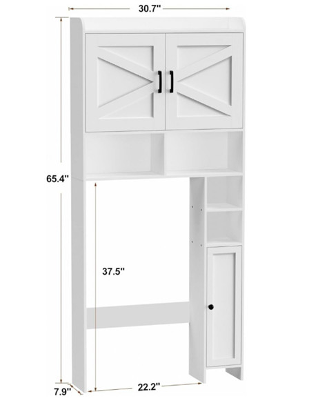 Homhedy Over The Toilet Storage Cabinet - 8" x 31" x 65"- white (model: ts80w) image 2