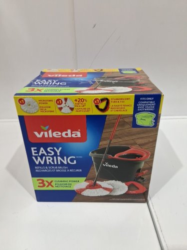 3pc vileda easy wring mop refills and scrub brush - white/red image 2