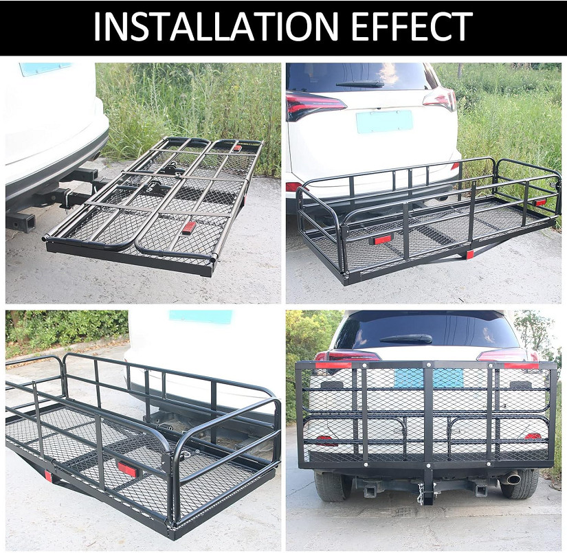 CARIVIA HITCH MOUNTED CARGO CARRIER, FOLDING TRAILER, 510LBS MAX CAPACITY, 60" x 24" x 14.5", 2" RECEIVER - BLACK image 2