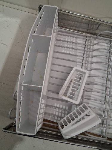 KITCHENAID FULL-SIZE LARGE DISH-DRYING RACK - 20.4" - STAINLESS STEEL/WHITE (MODEL: KNS896BXGRA/1863201) image 3