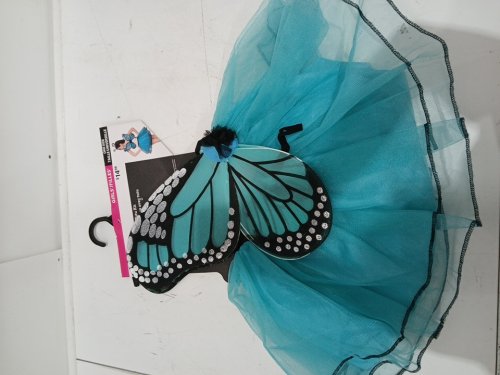 GIRLS WAY TO CELEBRATE! BUTTERFLY COSTUME SET WITH TUTU, WINGS AND HEADBAND - ONE SIZE - TURQUOISE AND BLACK image 2