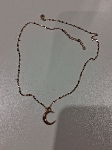 plain half-moon pendant necklace - 19" - 21"/15mm pendant - rose gold image 3