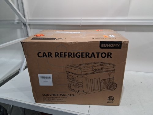 EUHOMY PORTABLE CAR REFRIGERATOR WITH WHEELS, 12V - 35L CAPACITY - BLACK (MODEL: CF003-35BL) image 2