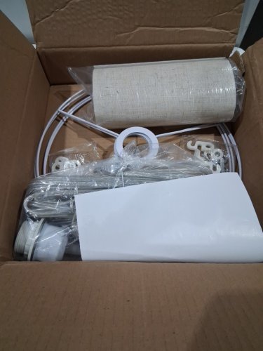 2PK IHENGYANLT hanging light fixtures with on/off switch and a fabric lamp shade - 8" x 11.8"/50ft wire - BEIGE LINEN image 5