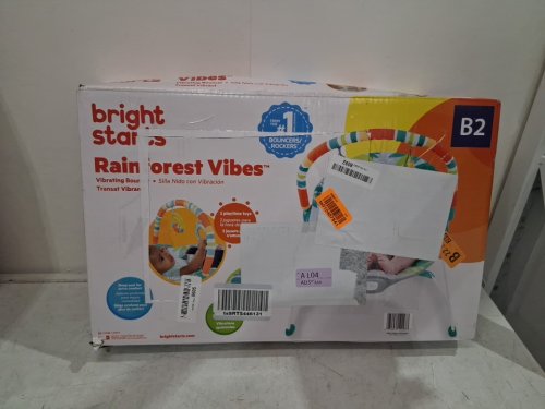 BRIGHT STARTS PORTABLE 3-POINT HARNESS VIBRATING BOUNCER WITH TOY-BAR - RAINFOREST VIBES (MODEL: 12227) image 2