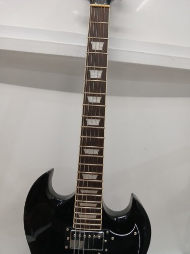 Leo Jaymz 39" Solid Body Electric Guitar - Poplar Wood Body - Maple Neck and Composite Ebony Fretboard (Black) image 9