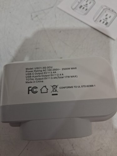VINTAR European Travel Plug Adapter Foldable International Power Plug with 2 AC Outlets 3 USB Ports(2 USB C) - WHITE (model: usc1-3g-2cu) image 4