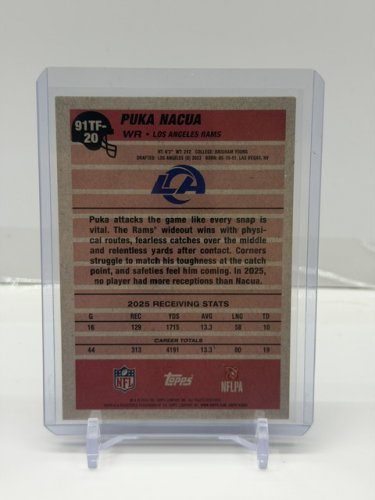 PUKA NACUA LTD #10/10 - TOPPS FLAGSHIP 35TH ANNIVERSARY FOOTBALL CARD (91TF-20) image 4