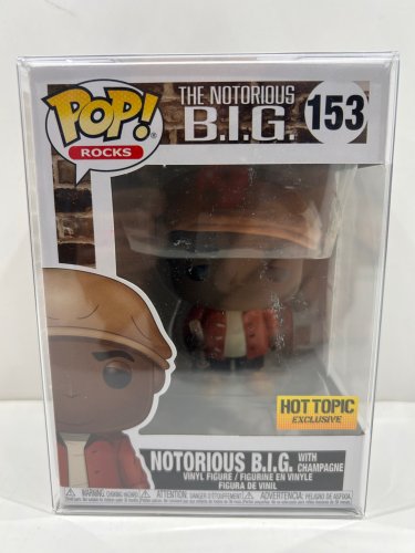 Funko pop! **hot topic exclusive** rocks: the notorious b.i.g. - notorious b.i.g. With champagne vinyl figure (#153) **plastic protector cover** image 2