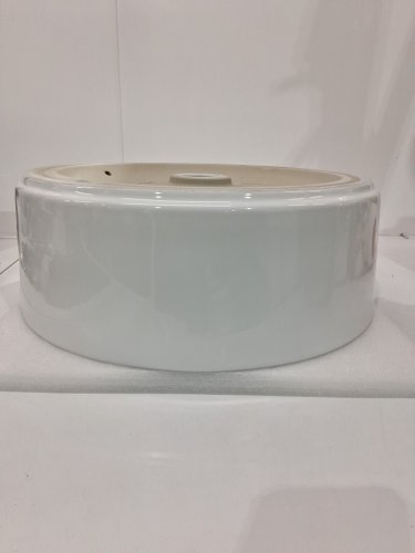 Stylish Porcelain Round over the counter Vessel Bathroom Sink with center drain - 16” - 5.5” depth - white porcelain (model: p-228h posh) image 9