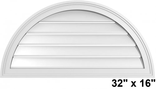 EKENA MILLWORK HALF ROUND SURFACE BRICKMOULD PVC GABLE VENT SURFACE MOUNT - 24" x 12" - white image 2
