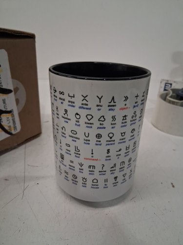 zazzle ceramic "toki pona"  hieroglyphic script coffee mug - 15oz - white/black image 3