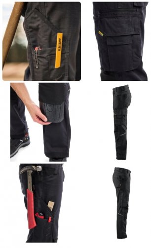 Men's Blaklader Ripstop Work Pants with Knee Pad Pockets - W50 L30 - Black (style: 1690) image 2