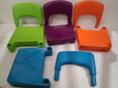 5PC HUMBLECREW KIDS SQUARE PLAY TABLE AND CHAIR SET - 20" x 20" / 10" x 11" x 18" - MULTICOLOR  (MODEL: TC911) image 4