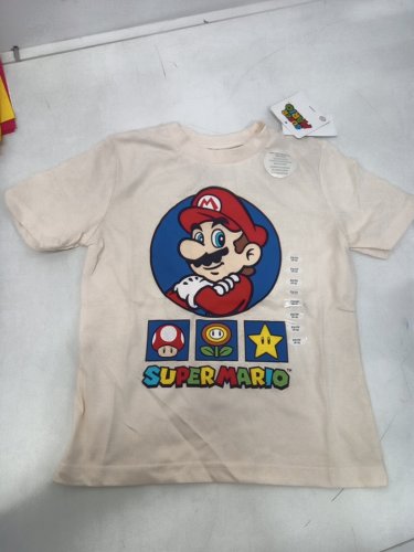 KIDS Super Mario SHORT SLEEVE Shirt - Extra Small (4/5) - OFF WHITE image 2