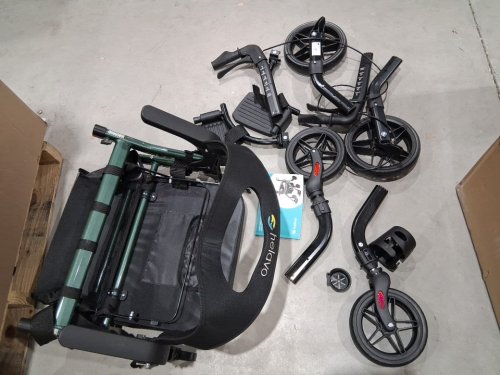 Helavo 2-IN-1 lightweight foldable/collapsable Walker Wheelchair Combo with adjustable height - 300LBS capacity - green/black (model: h1170) image 6