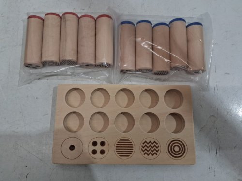 11PC INTERACTIVE WOODEN SOUND CYLINDER TOY - BLUE/RED image 2