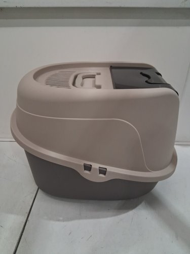 Amazon Basics No-Mess Enclosed Hooded Cat Litter Box - 21" x 16" - Grey/biege image 4
