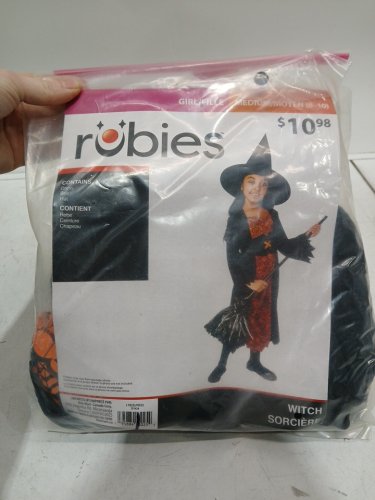 3PC GIRLS RUBIES WITCH COSTUME DRESS AND HAT - LARGE (10-12) - BLACK/ORANGE (STYLE: 701424) image 2