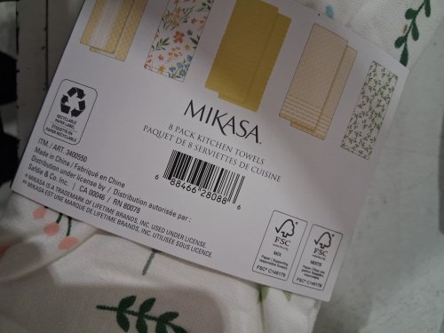 8PK MIKASA KITCHEN TOWELS - 17"X28" - YELLOW/ WHITE (MODEL:3400550) image 2