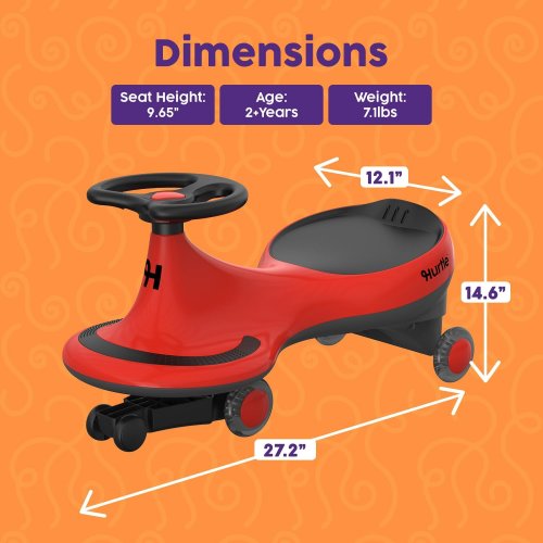 kid's hurtle ride-on swing car - ages 2+ - red/black (model: HUSWC27RD) image 2