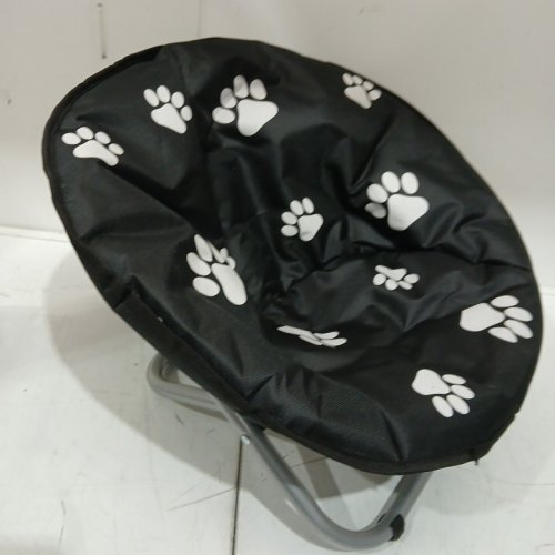Etna Products Round Pet Bed Comfortable Elevated Cat Bed with Paw Print Cushion - black/white image 4