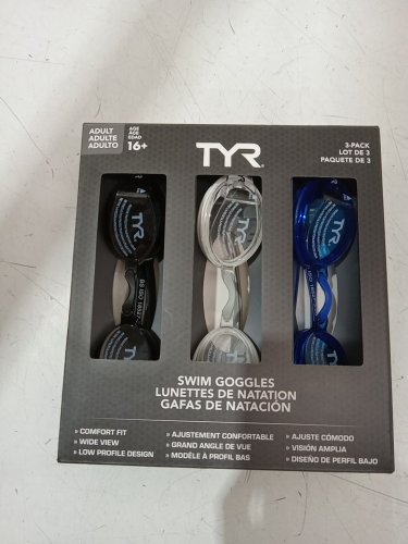 3PK ADULT UNISEX TYR Goggles - 16+ YEARS - GREY/BLACK/BLUE (MODEL:1819571) image 2