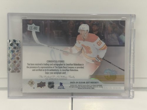 2024 SIGNED UPPER DECK JONATHAN HUBERDEAU CLEAR CUT LIMITED EDITION #09/10 (CC-HU) image 2
