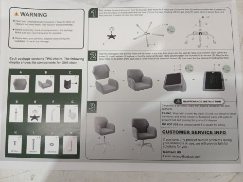 KRAMZING Height Adjustable Upholstered Desk Chair - 27" - white (model: dmt-27-ocw272) image 11
