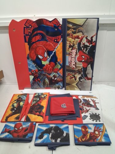 marvel ultimate spiderman 6-bin toy storage organiser - 11.75"x25.5"x25" - red (model: tb103s) image 3
