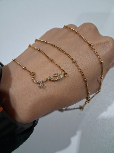 cubic zirconia "حُبّ/love" pendant beaded chain necklace - 21"-23"/1" pendant - GOLD image 4