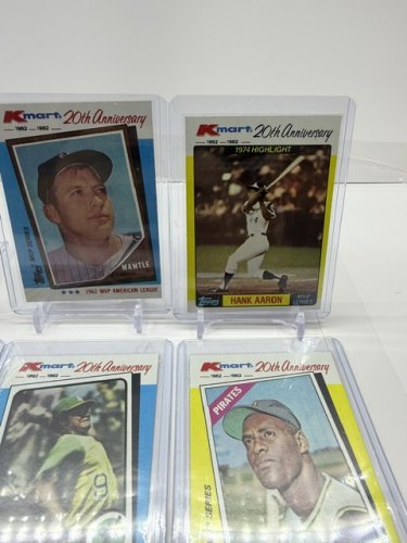 6 ASSTD 1982 K-MART 20TH ANNIVERSARY LEGEND CARDS (WILLIE MAYS, MICKEY MANTLE, HANK AARON, REGGIE JACKSON, SANDY KOUFAX, BOB CLAMENTE image 7