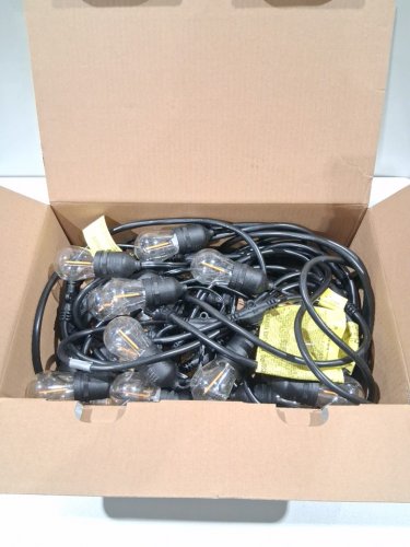 feit electric weatherproof led 24-light string lights with 2 spare lightbulbs - 48ft - black (model: 1603293) image 3