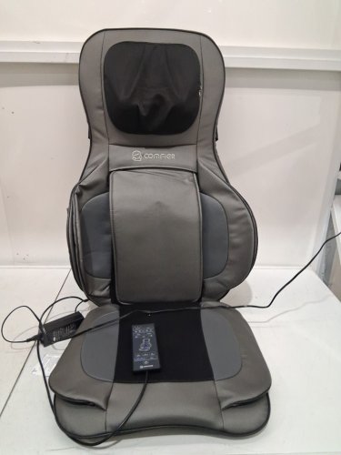 COMFIER NECK AND BACK MASSAGER SEAT with HEAT SHIATSU MASSAGE PADS PORTABLE WITH AIR with AIR COMPRESSION, ROLLING, KNEADING SETTINGS - grey (MODEL: CF-2307A) image 3