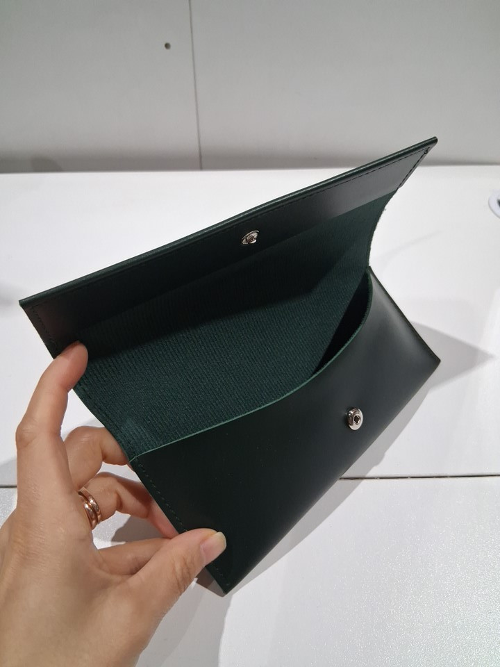 2 LACOSTE faux leather button glasses/sunglasses case - dark green image 3