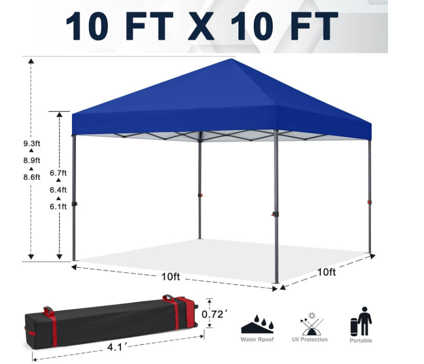 COOSHADE Durable Easy Pop-Up Canopy Tent - 10FT x 10FT - BLUE (MODEL: AJ13-10B) image 2
