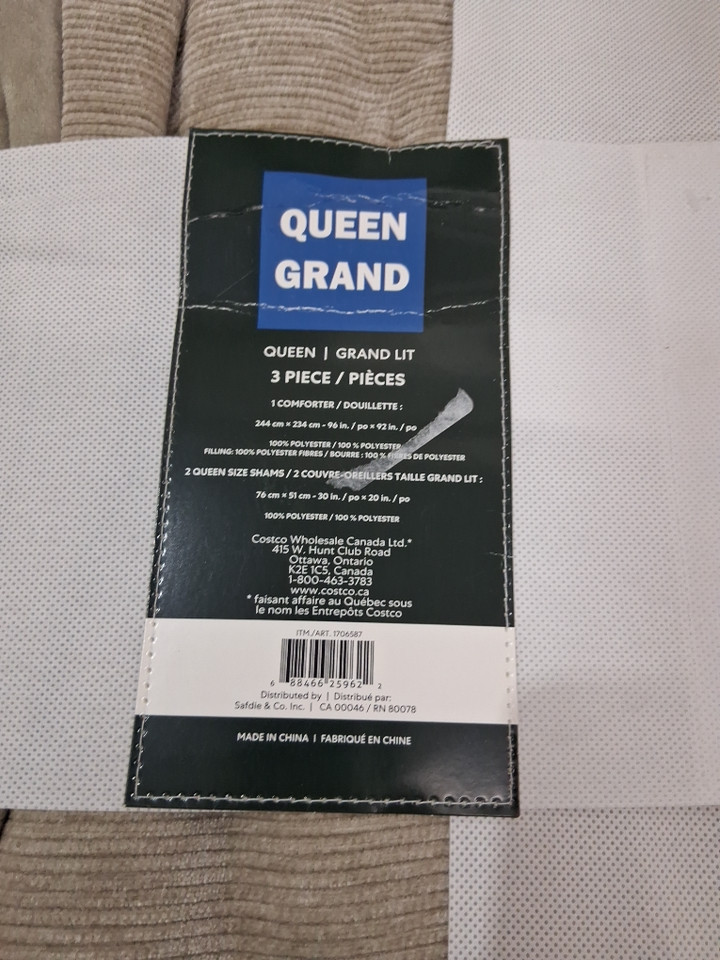 3pc roots home corduroy comforter set - queen size - Taupe (model: 1706587) image 3